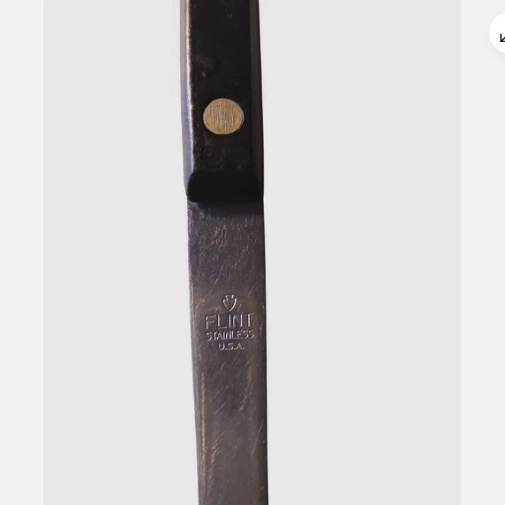 Vtg Flint Arrowhead Meat Carving Fork 11 ¾” Stainless 2 Prong USA Black Handle